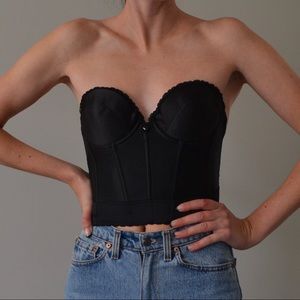 Black Cropped Strapless Bustier